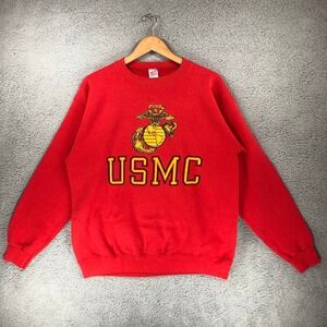 Vintage Soffe Sweats USMC Sweatshirt Red Mens Large USA Made Marine Corps EGA